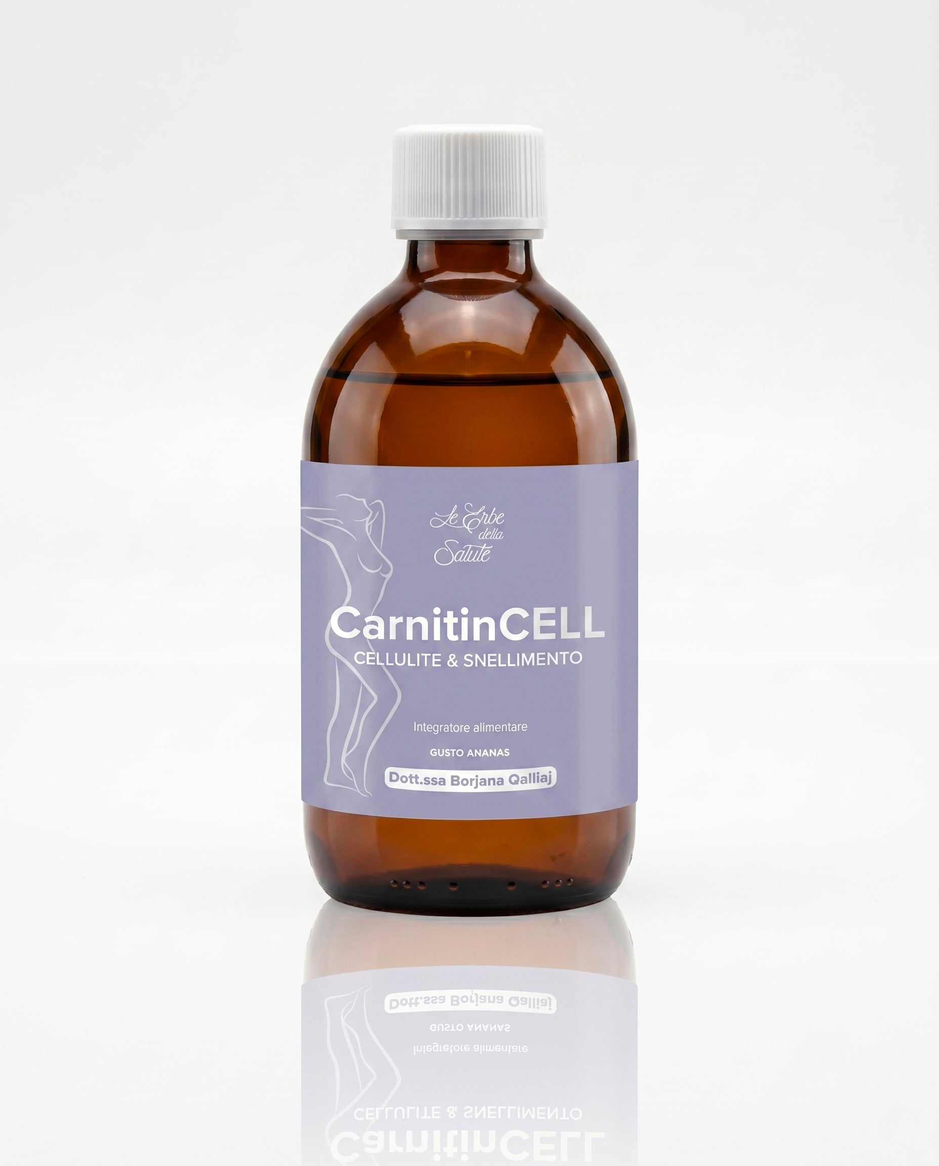 Flacone di CarnitinCELL, integratore liquido con carnitina per cellulite e snellimento
